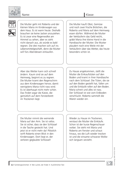 Familiengeschichten Sprach- / Lesematerial PDF