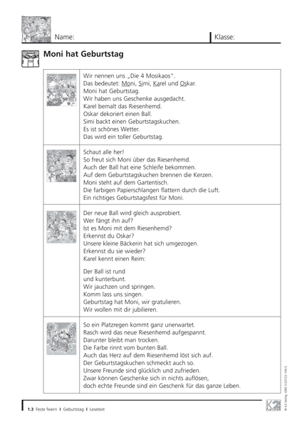 Feste Feiern Sprach- und Lesematerial PDF