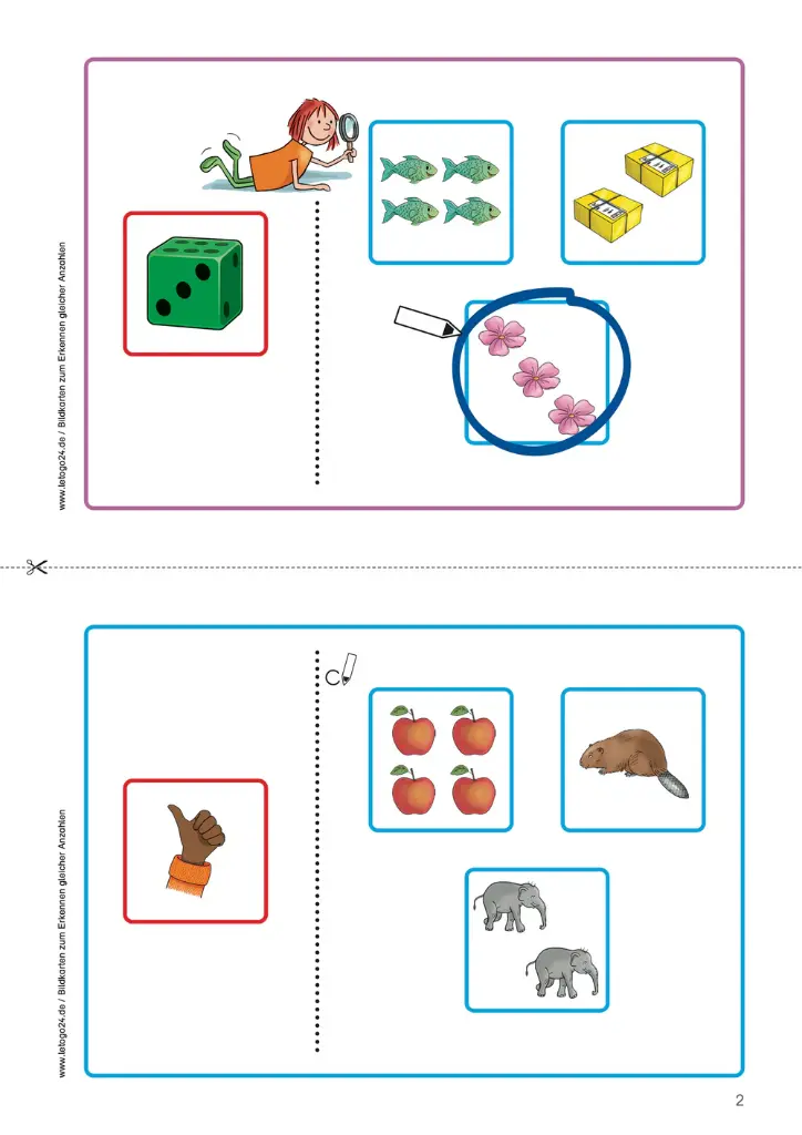 Bildkarten zum Erkennen gleicher Anzahlen PDF