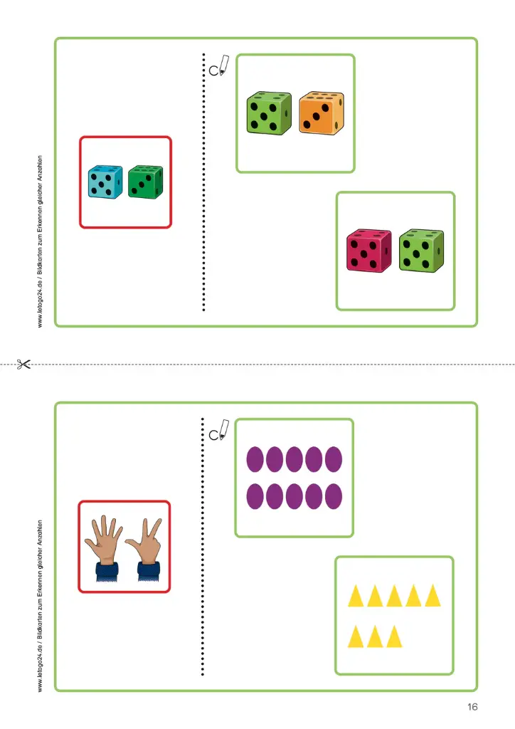 Bildkarten zum Erkennen gleicher Anzahlen PDF