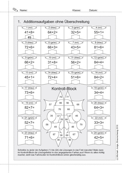 Kopfrechentraining Addition / Subtraktion PDF