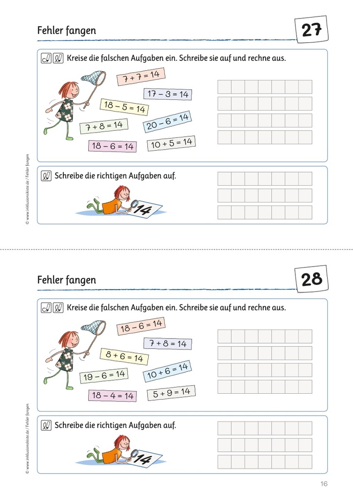 Fehler fangen - Kopfrechnen bis 20 PDF