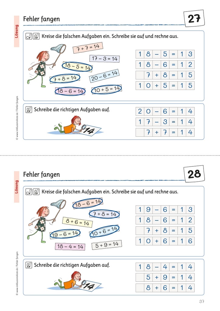 Fehler fangen - Kopfrechnen bis 20 PDF