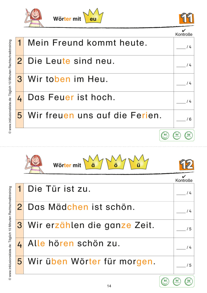 Rechtschreibtraining Satz des Tages (Klasse 1/2) E-Book