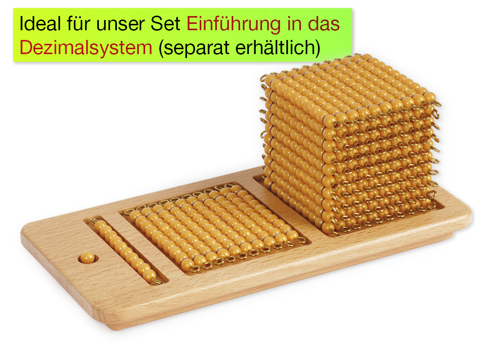 Zahlen 1-1000 für Einführung in das Dezimalsystem, im Tablett "Montessori Premium"