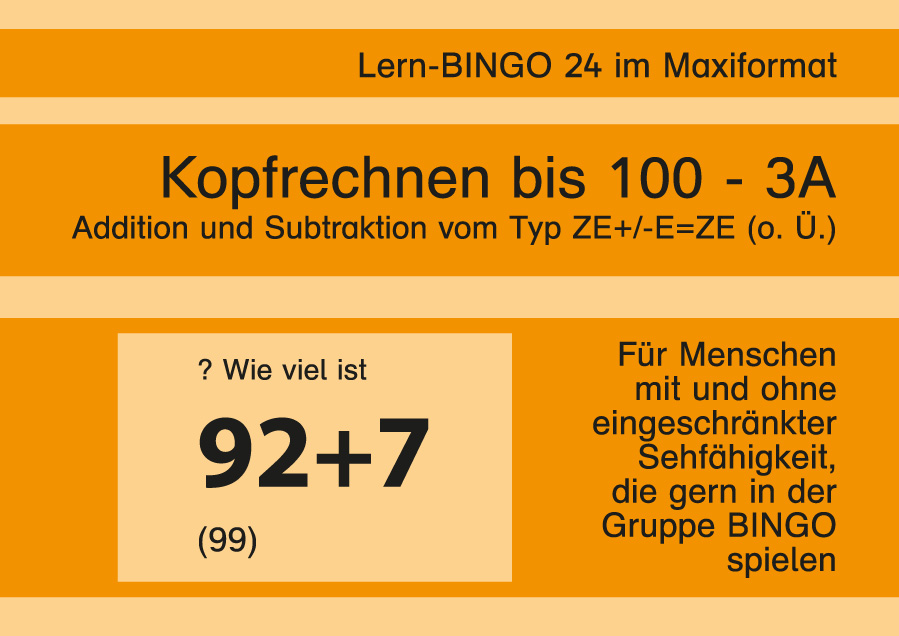 Lern-BINGO 3A Addition Subtraktion (ZE+/-E=ZE o.Ü.) bis 100 PDF