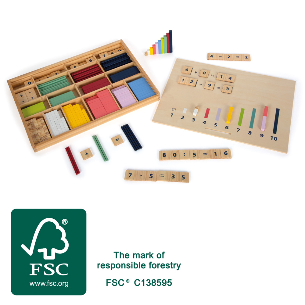 Lernbox Rechenstäbchen mit Zahlen „Educate“